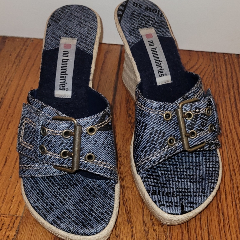 Vintage Denim Style Wedges
